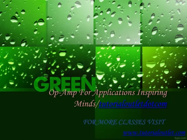 Op-Amp For Applications Inspiring Minds/tutorialoutletdotcom