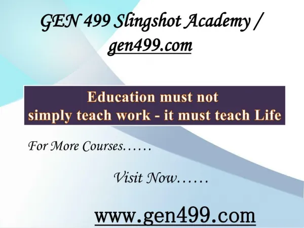 GEN 499 Slingshot Academy / gen499.com