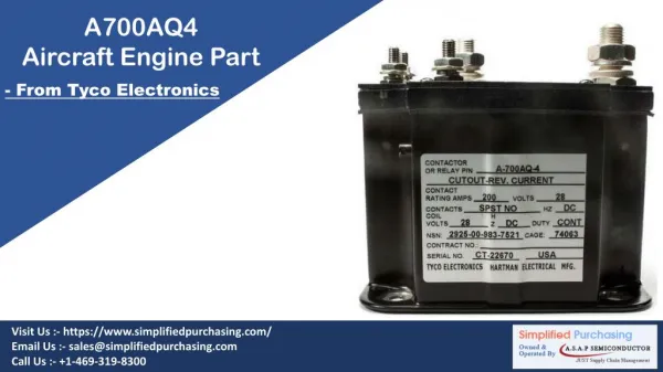 A700AQ4 Aircraft Engine Part by Tyco Electronics – Get a Quote