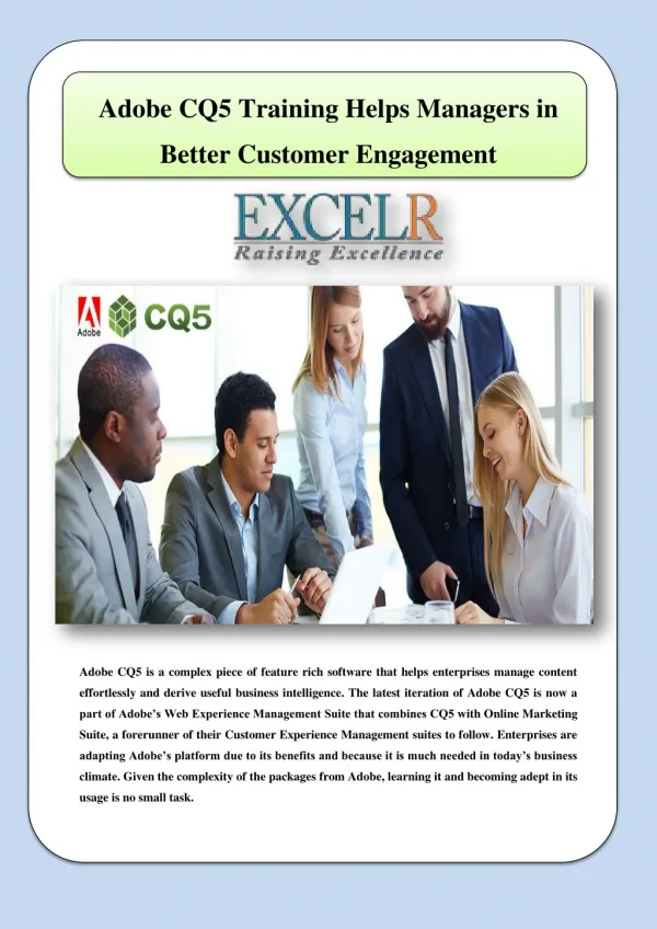 Adobe CQ5 Training Helps Managers in Better Customer Engagement