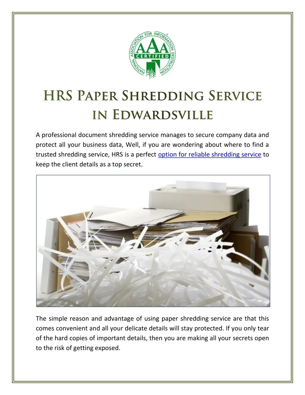 a professional document shredding service manages