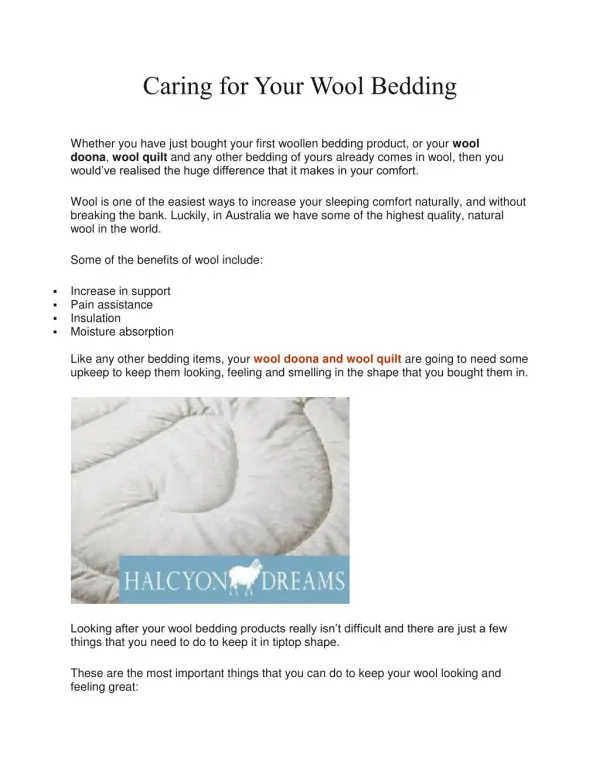 Caring for Your Wool Bedding