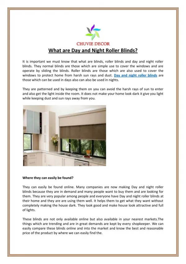 What are Day and Night Roller Blinds?