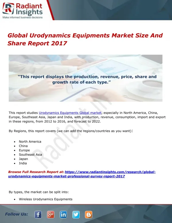 Global Urodynamics Equipments Market Size And Share Report 2017