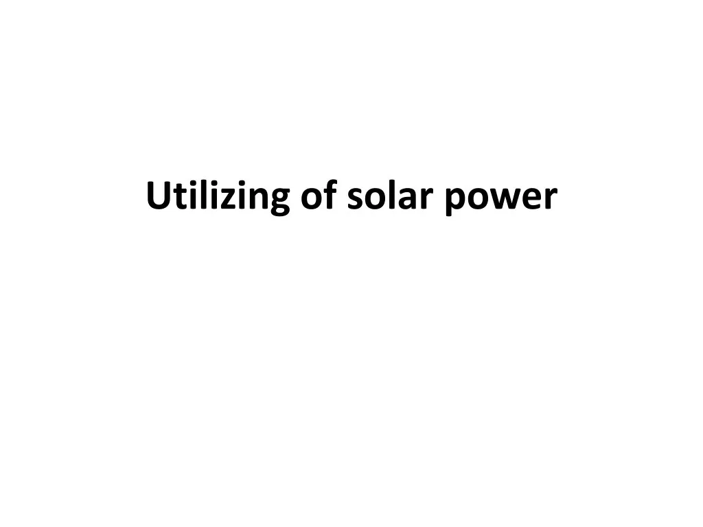 utilizing of solar power