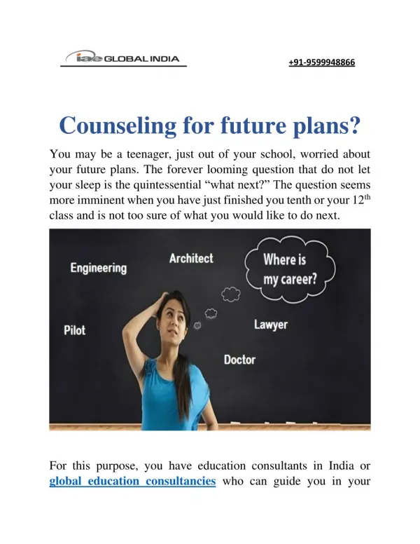 Counseling for future plans?