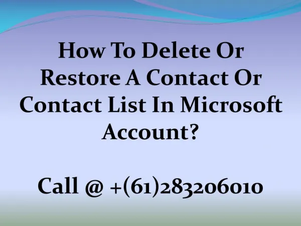 How To Delete Or Restore A Contact Or Contact List In Microsoft Account?