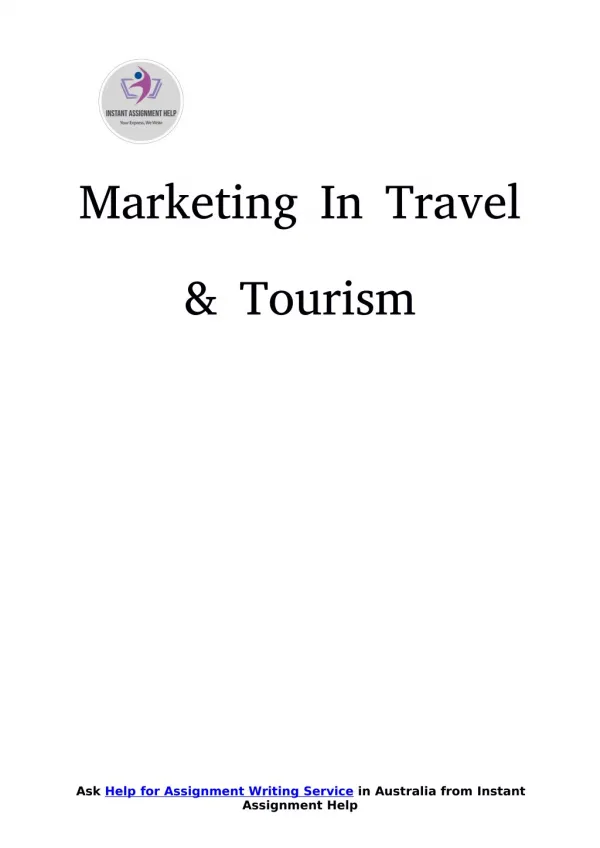 Marketing In Travel & Tourism