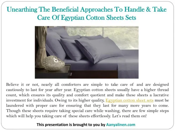 Unearthing The Beneficial Approaches To Handle & Take Care Of Egyptian Cotton Sheets Sets