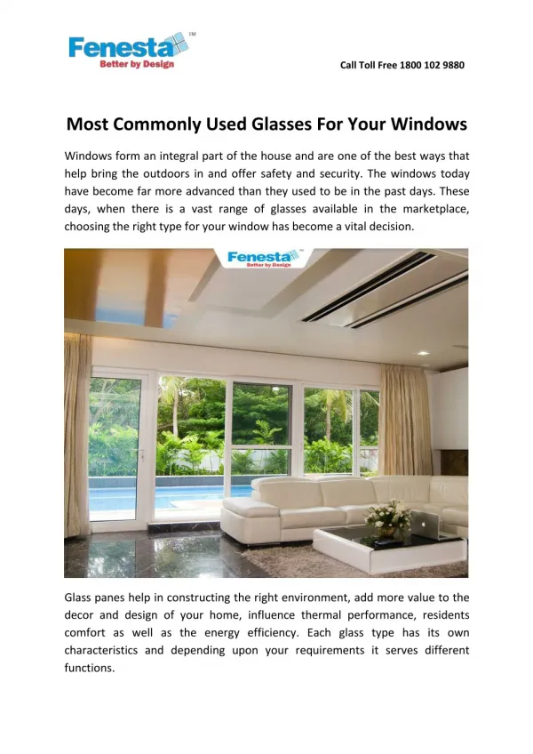 Most Commonly Used Glasses For Your Windows