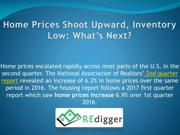 Home Prices Shoot Upward, Inventory Low: What’s Next?