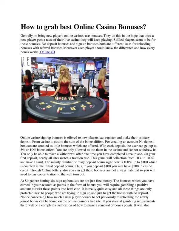 How to grab best Online Casino Bonuses?