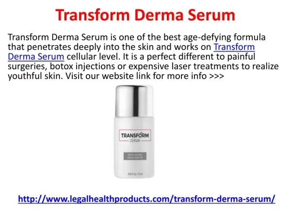 How Does Transform Derma Serum Works and Where To Buy?