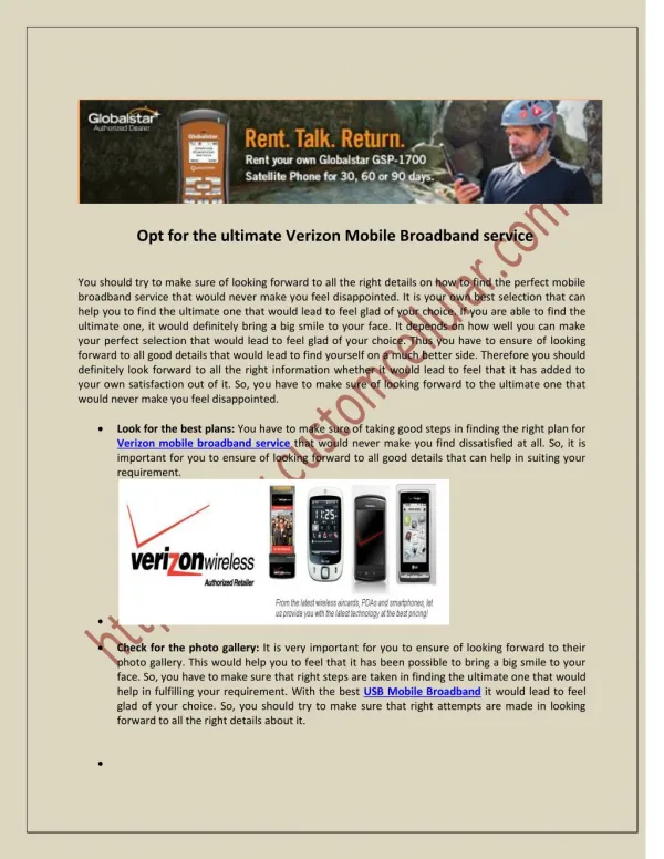 Opt for the ultimate Verizon Mobile Broadband service
