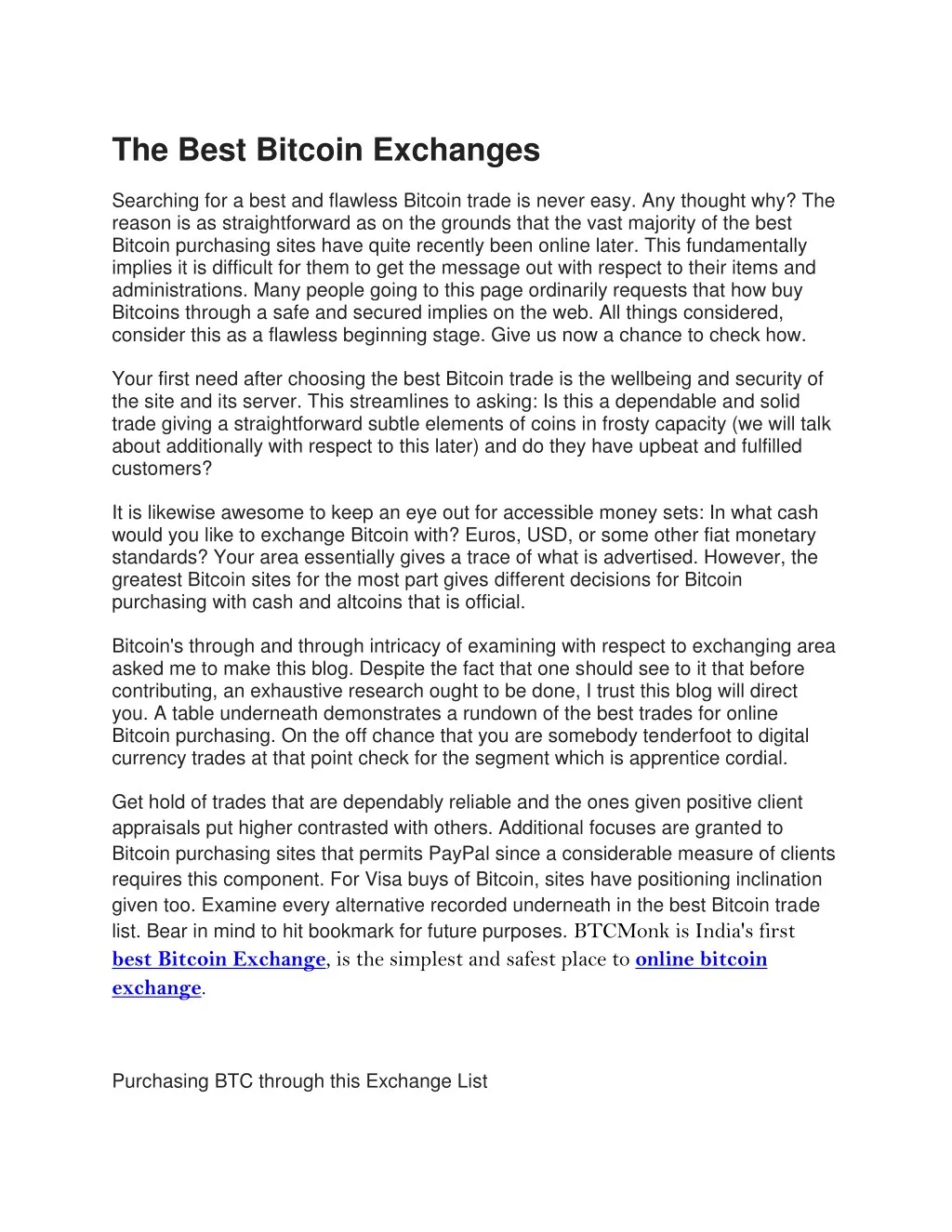 the best bitcoin exchanges