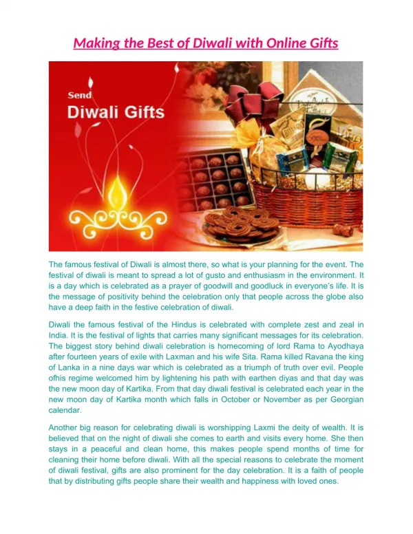 Making the Best of Diwali with Online Gifts