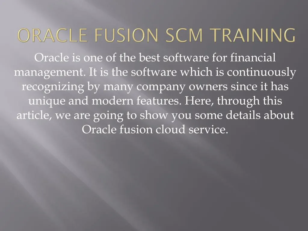 oracle fusion scm training