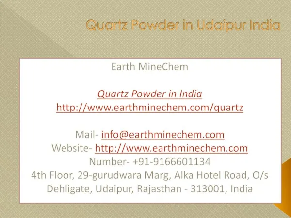 Quartz Powder in Udaipur India