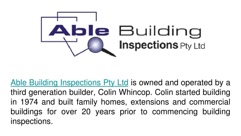 able building inspections pty ltd is owned