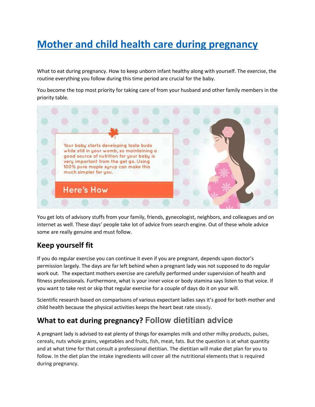 mother and child health care during pregnancy