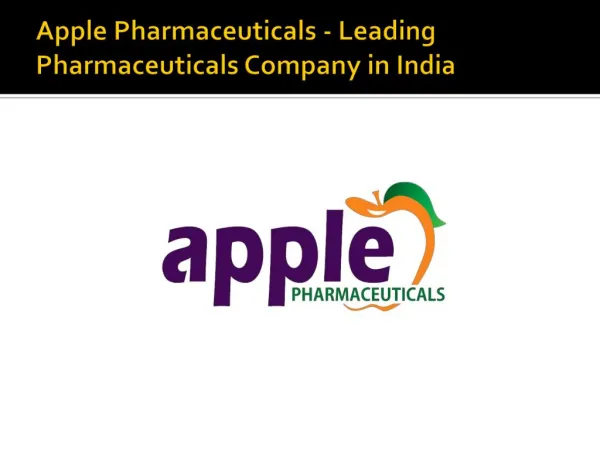 Apple Pharmaceuticals - Leading Pharmaceuticals Company in India