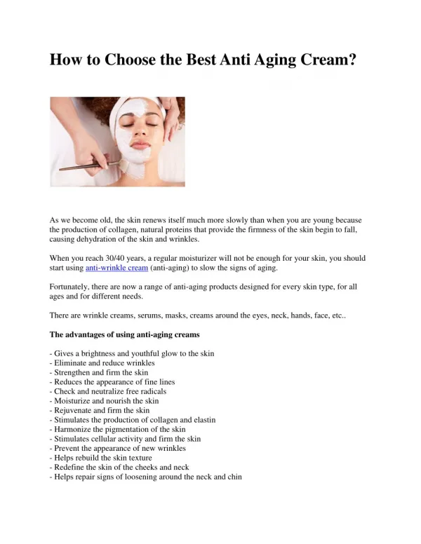 How to Choose the Best Anti Aging Cream?
