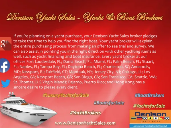 Denison Yacht Sales - Yacht & Boat Brokers