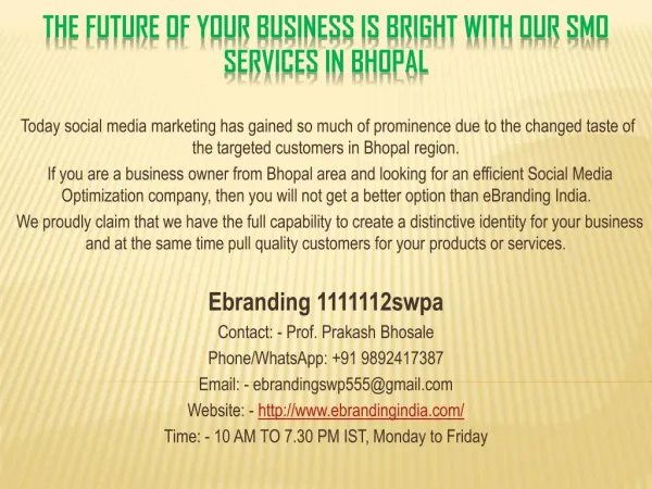 5.The Future of Your Business is Bright with Our SMO Services in Bhopal