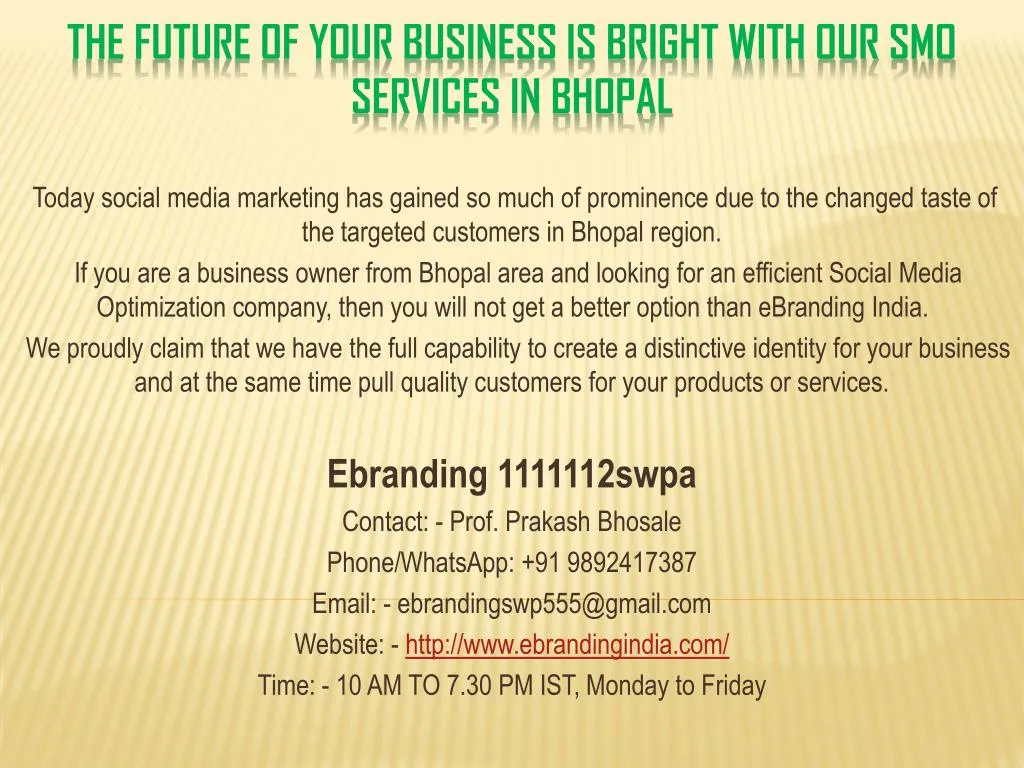 the future of your business is bright with our smo services in bhopal