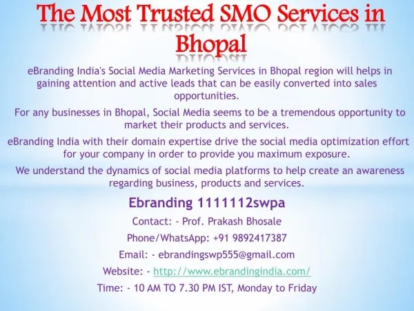 6.The Most Trusted SMO Services in Bhopal