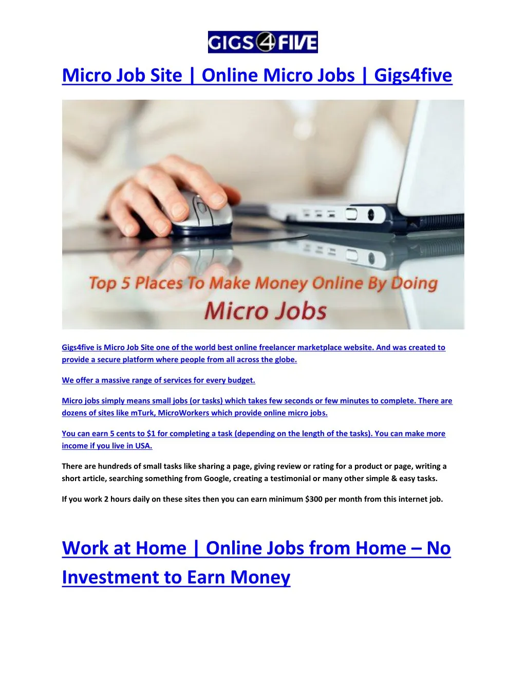 micro job site online micro jobs gigs4five