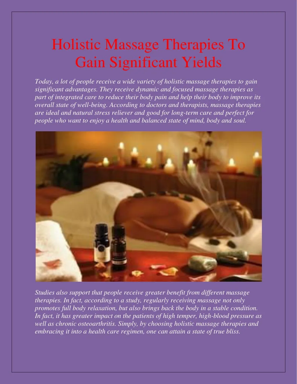 holistic massage therapies to gain significant