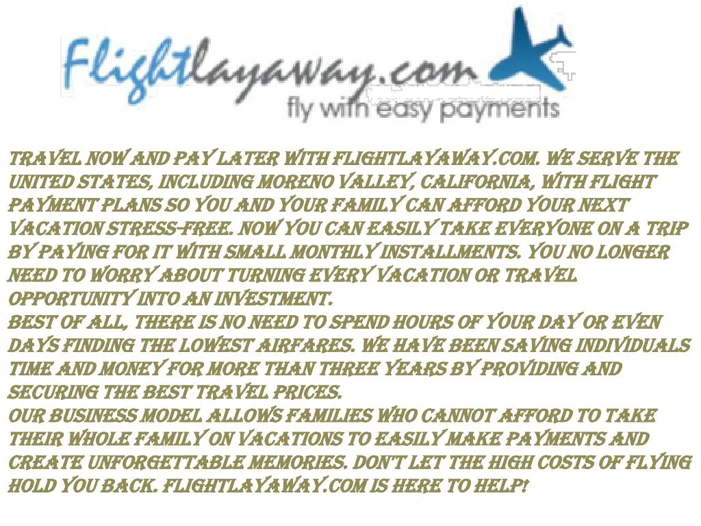 travel now and pay later with flightlayaway