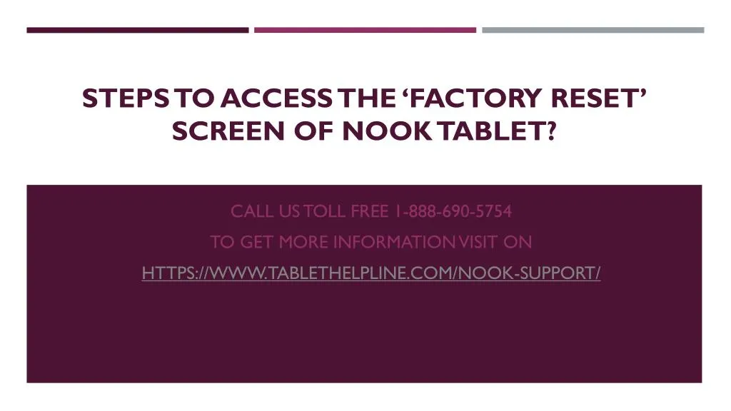 steps to access the factory reset screen of nook tablet