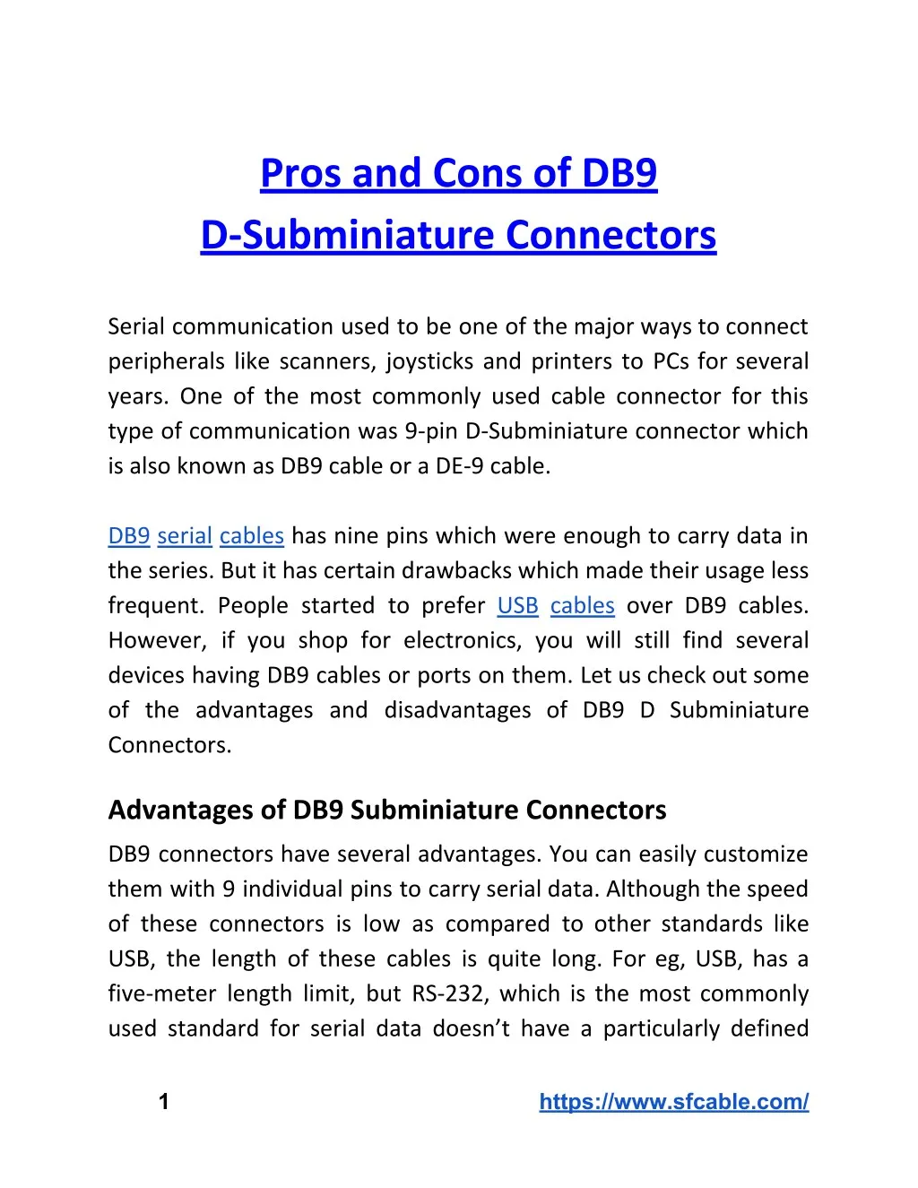 pros and cons of db9 d subminiature connectors