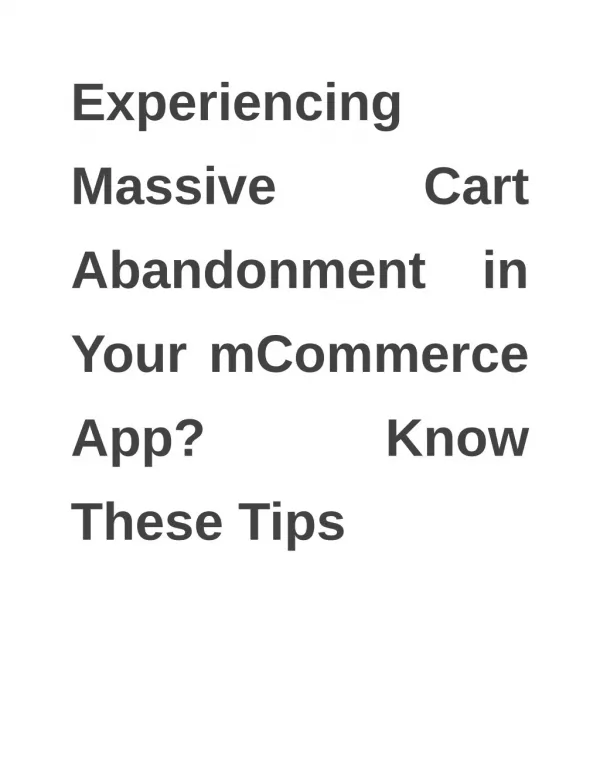 Experiencing Massive Cart Abandonment in Your mCommerce App? Know These Tips