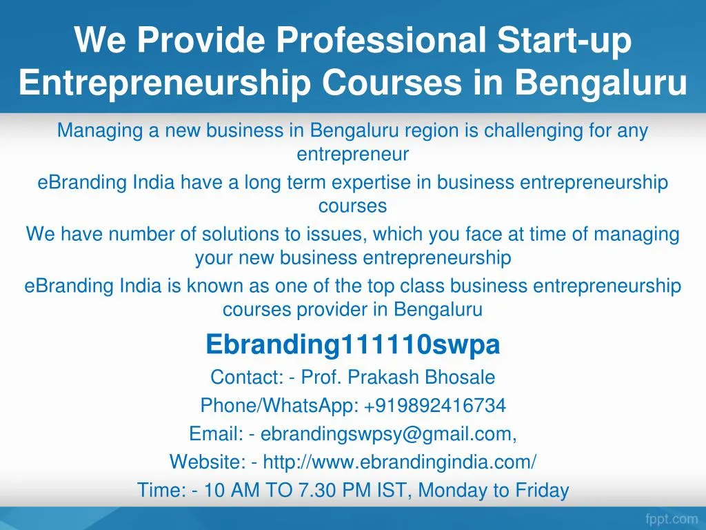 we provide professional start up entrepreneurship courses in bengaluru