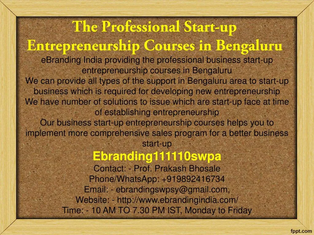 the professional start up entrepreneurship courses in bengaluru