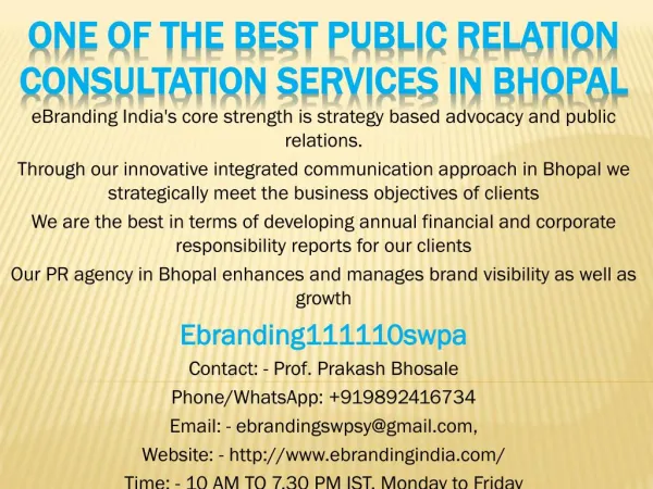 One of the Best Public Relation Consultation Services in Bhopal