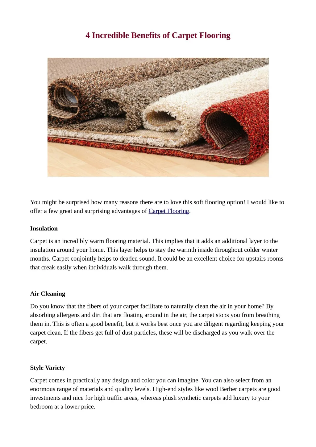 4 incredible benefits of carpet flooring