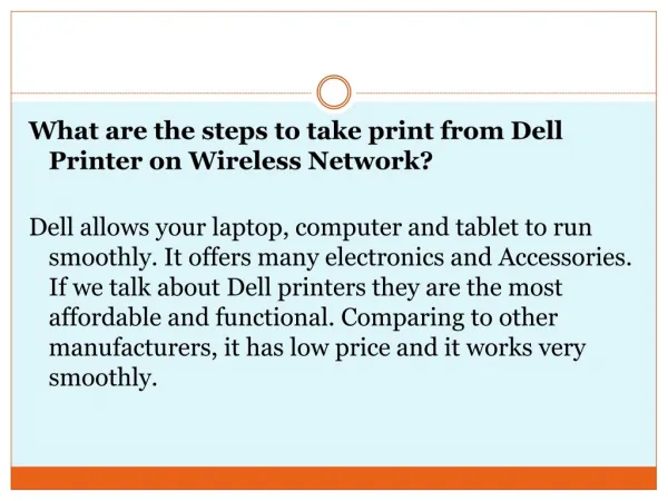 What are the steps to take print from dell printer on wireless network