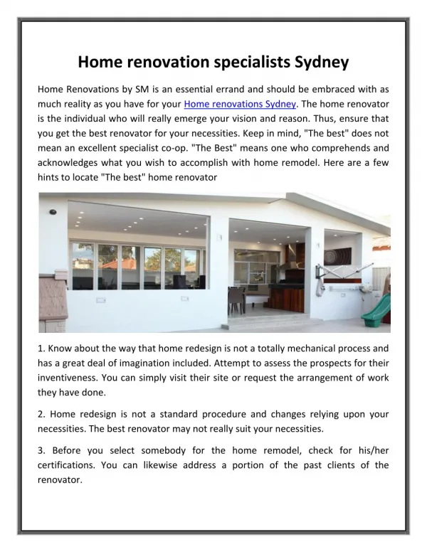 Home renovation specialists Sydney