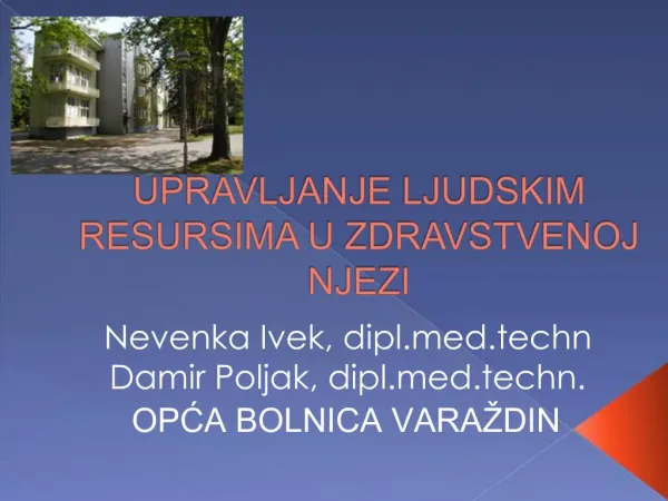 UPRAVLJANJE LJUDSKIM RESURSIMA U ZDRAVSTVENOJ NJEZI