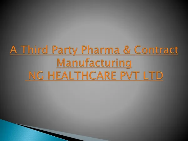 Third party Pharma Manufacturing