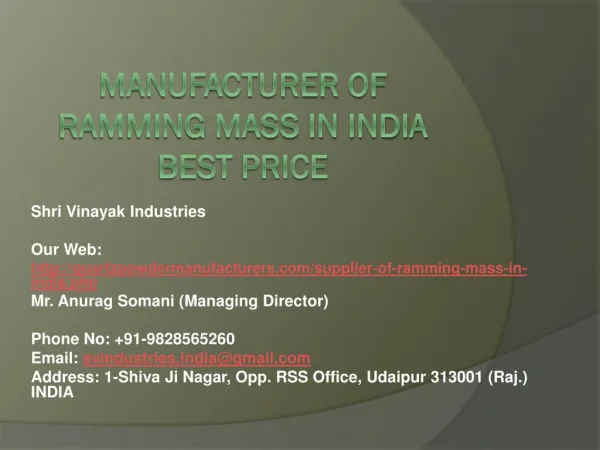 Manufacturer of Ramming mass in India best price