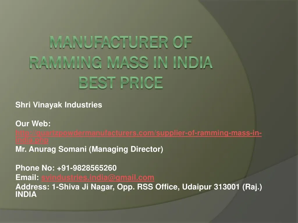 manufacturer of ramming mass in india best price