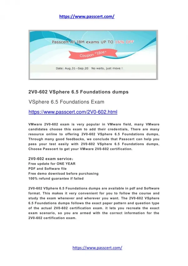 2V0-602 VSphere 6.5 Foundations dumps
