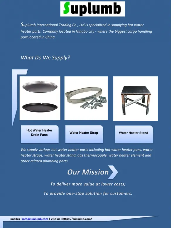 Hot water heater parts, Hot water heater accessories | Suplumb