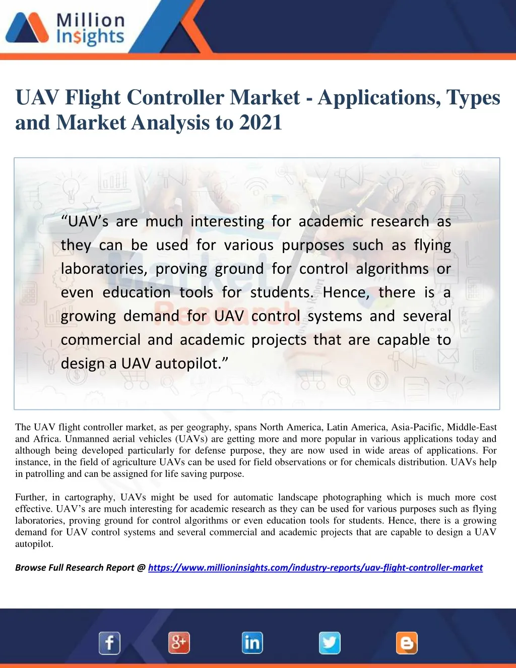 uav flight controller market applications types
