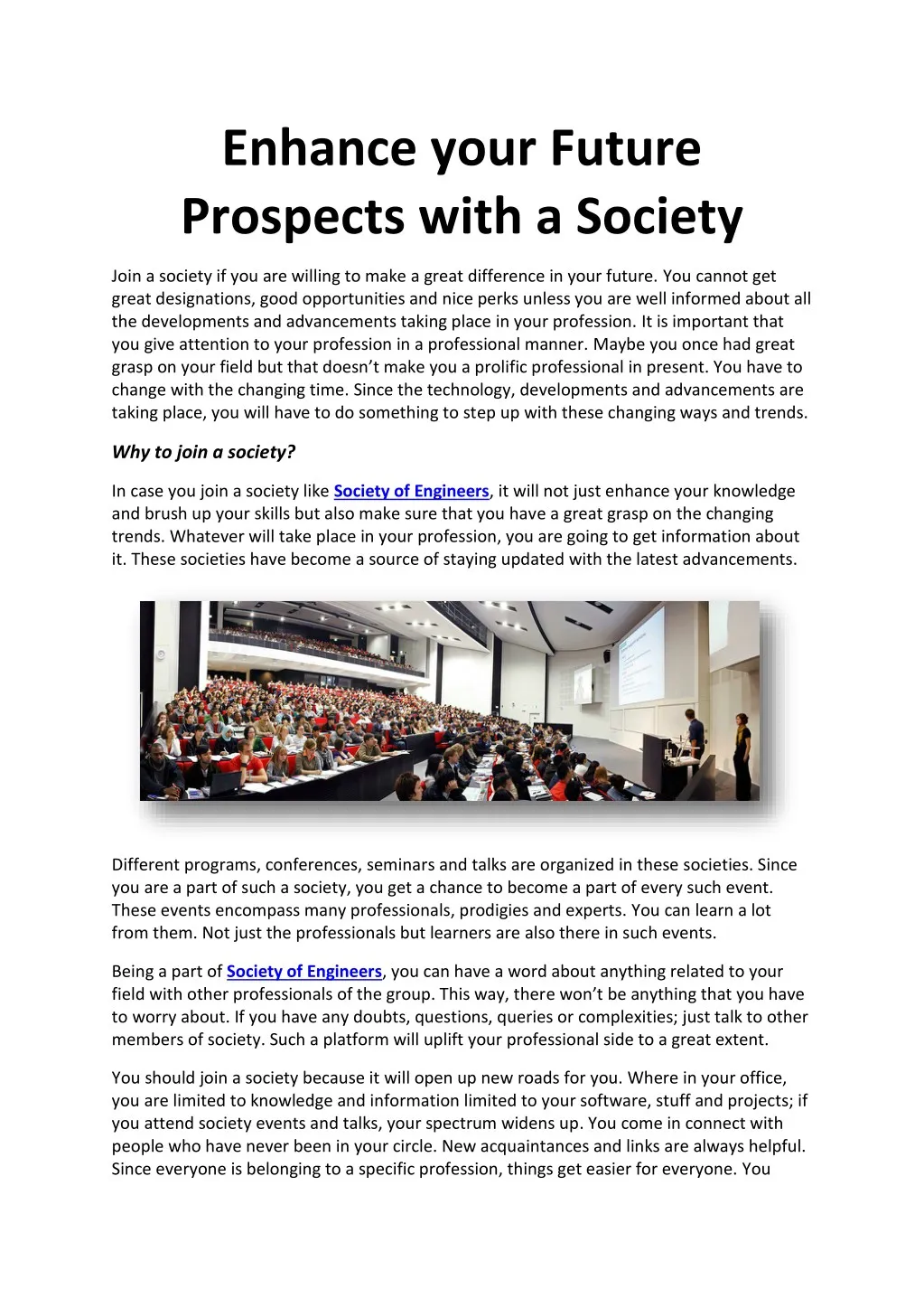 enhance your future prospects with a society